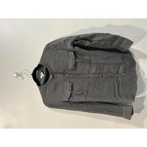 ANA A New Approach Women’s Button Down Shirt Gray Textured Long Sleeve Size M